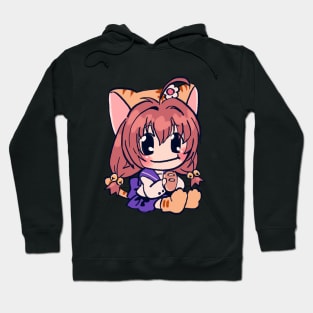 Mudwizard draws pink pastel puchiko eating bread / di gi charat Hoodie